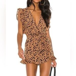 Lovers + Friends Tan Leopard Romper